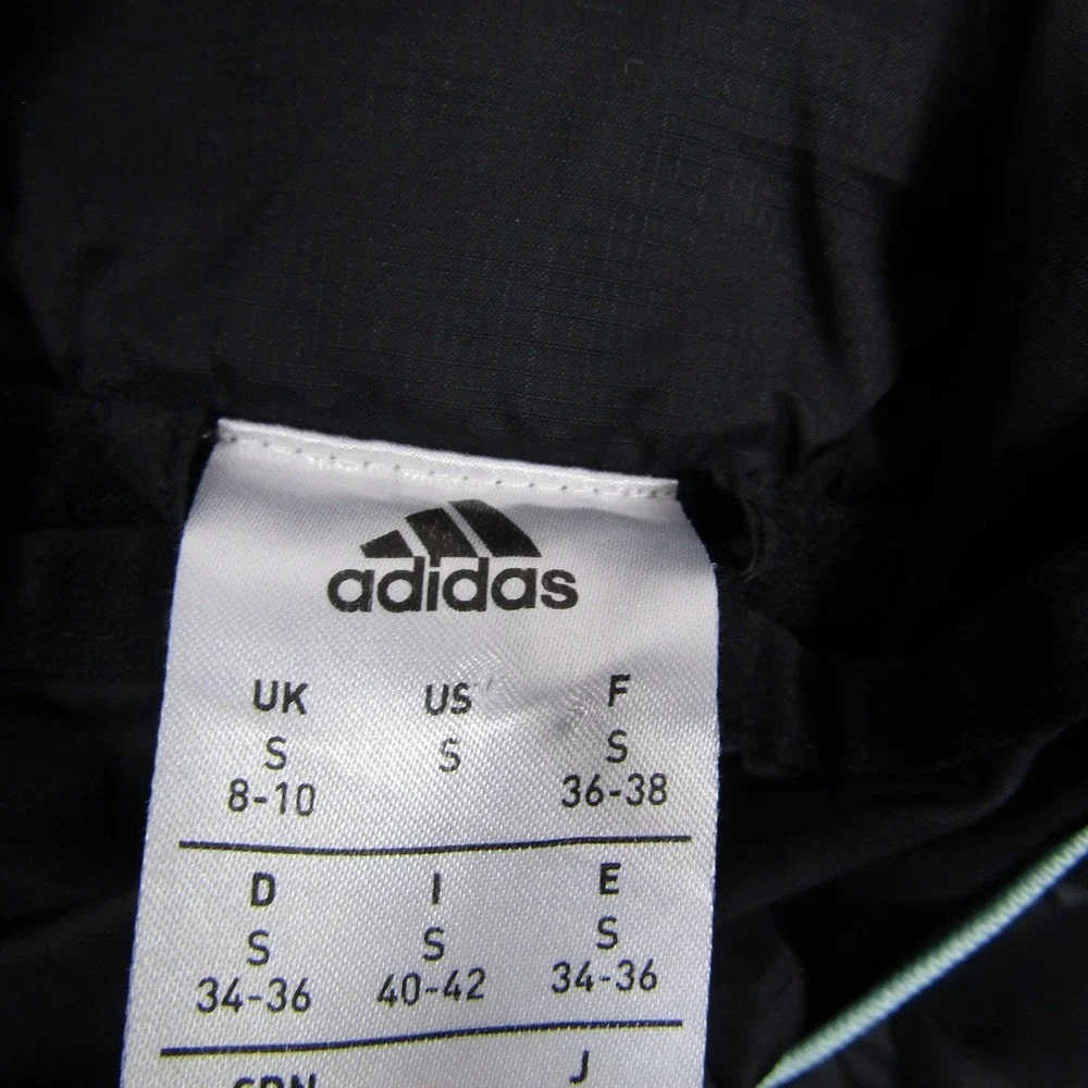 Adidas Jacket Mens Small Black Hooded Full Zip Windbreaker Lightweight Running
